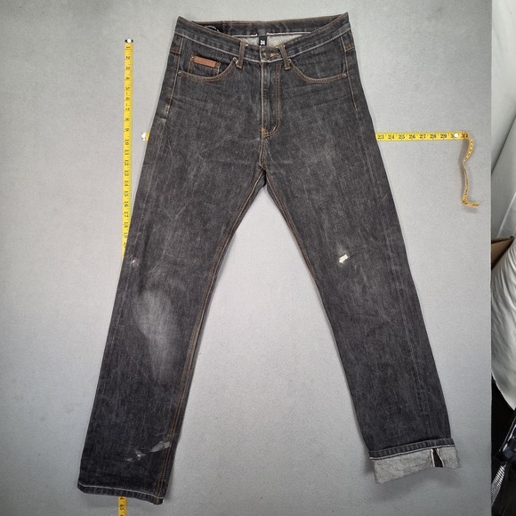 Remix Denim Jeans Mens Selvedge Charcoal Gray Straight Denim Fits 32x34
